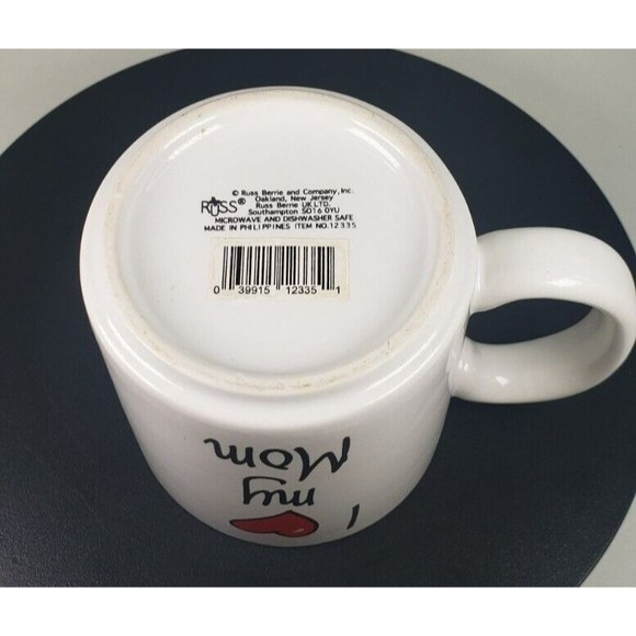 Vintage Russ Berrie I Love My Mom Mug Cup White Ceramic Made in Phillippines - Picture 9 of 11